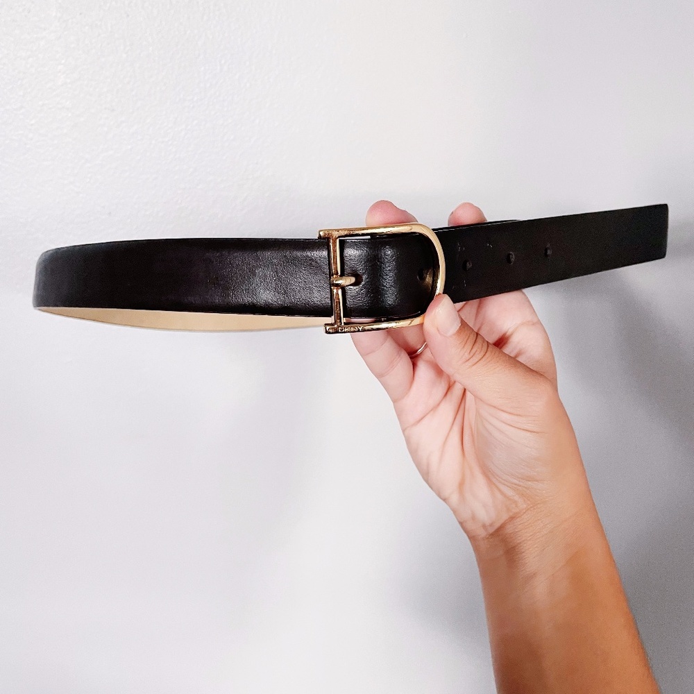 Black Leather DKNY Belt